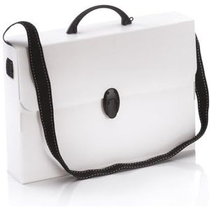 Favorit Witte koffer van polypropyleen met gestippelde schouderriem, formaat 27 x 37,5 x 8 cm, met afgeronde handgreep en zwarte sluiting, geschikt voor 60 cm lange rijen
