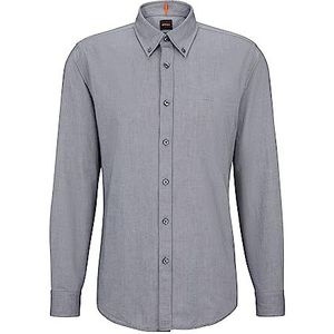 BOSS Rickert Regular Fit overhemd voor heren van biologisch Oxford-katoen, grijs, S