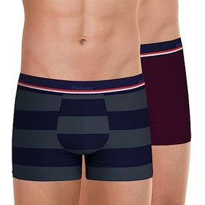 EMINENCE - Set van 2 boxershorts voor heren, gemaakt in Frankrijk, Gestreept/bordeauxrood, XXL