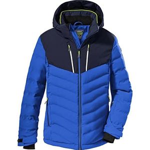 Killtec (KILAH) Boy's Ski-jas/jas in donslook met afritsbare capuchon en sneeuwvanger KSW 163 BYS SKI QLTD JCKT, neon blauw, 128, 38496-000