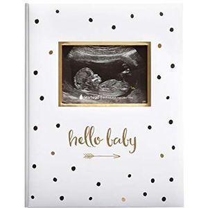 Pearhead Hello Baby Memory Book, Milestone Journal, New Mum Gift, Pasgeboren Baby, doordachte Keepsake voor doop of doop, zwart en wit Polka Dot