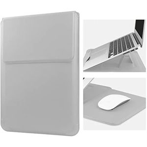 HoYiXi 14 inch Laptophoes, hoes, lederen tas met standaard, compatibel met MacBook Pro 14 2021/ASUS Vivobook 14/HP Pavilion X360/ IdeaPad/Dell HP ASUS Acer HUAWEI Matebook 14"" PC, zilver