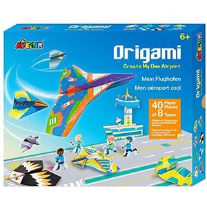 Avenir 6301769 Origami luchthaven, knutselset voor kinderen vanaf 6 jaar, papieren vouwen, vliegtuigen, kleurrijk