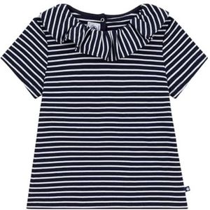 Petit Bateau Gestreept T-shirt voor kinderen met korte mouwen, Smoking/Marshmallow, 5 Jaren