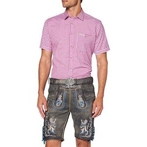 Stockerpoint Herenbroek Bayern Bua leren broek, Grijs antiek gevlochten, 60