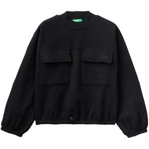 United Colors of Benetton Sweatshirt met capuchon voor meisjes en meisjes, Zwart 100, 160 cm