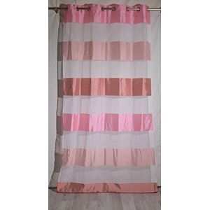 Homemaison gordijn met brede strepen, polyester, roze, 260 x 140 cm
