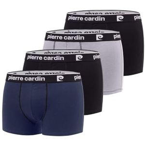 Pierre Cardin Boxershorts voor heren, 100% katoen, natuurlijk en hypoallergeen, 4 stuks, maat XL, grijs/blauw/zwart/wit, XL