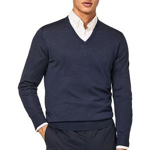 Hackett London Heren GMD Merino Silk V NCK Pullover Sweater, Blauw (zwart), XXL