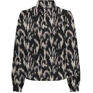Onlnova Life VIS L/S Emma Shirt AOP, Zwart/Aop: 590 Rough Animal, XS
