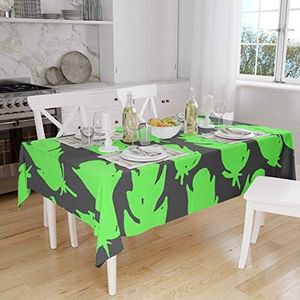 Bonamaison Tafelkleed, Anti-Mold, Sneldrogend, Waterdicht, 100% Polyester Tafellaken, Neon groene rook, 140 x 160 Cm - Ontworpen en Vervaardigd in Turkije