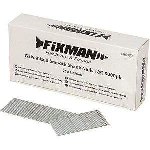 Fixman 585359 Gegalvaniseerde gladde schacht nagels 18G 5000pk 25 x 1.25 mm