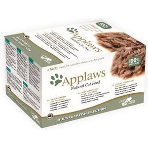 Applaws 100% natuurlijk kattenvoer, viskeuze in bouillon 60 g potten (verpakking van 4 stuks, in totaal 32 potten)