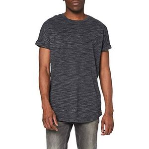 Urban Classics Heren Long Space Dye Turn Up Tee T-shirt, meerkleurig (black/white 50), S
