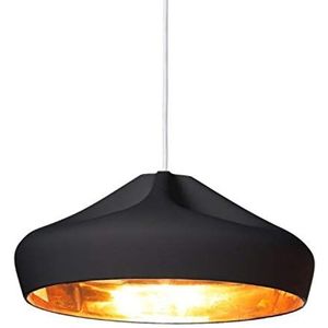 A636-086 hanglamp E14 5-8W met keramische lampenkap en emaille binnenlamp, zwart/goud, 34 x 34 x 20 cm