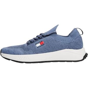 Tommy Jeans TJM Runner Gebreide Em0em01580 Low Top voor heren, Grijs Blauw Moment, 40 EU