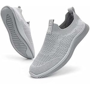 MrToNo Sneakers, slip-on, uniseks, gymschoenen, sportschoenen, ademend, lichtgewicht, comfortabel, outdoor, lichtgrijs, 44 EU