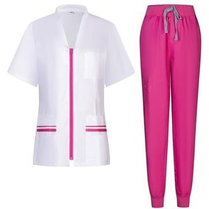 Misemiya - Scrubset voor dames – medisch uniform voor dames met overhemd en - medisch uniform met top en broek - 712-8316, Fuchsia 21, S