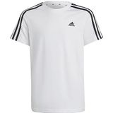 adidas Uniseks-Kind Essentials 3-Stripes Cotton Tee, White/Black, 9-10 Years