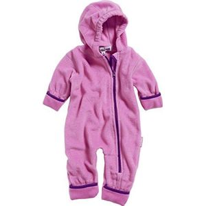 Playshoes Baby fleece jumpsuit, ademende uniseks jumpsuit voor jongens en meisjes, met lange ritssluiting en capuchon, contrasterende kleur, roze (pink 18), 68 cm
