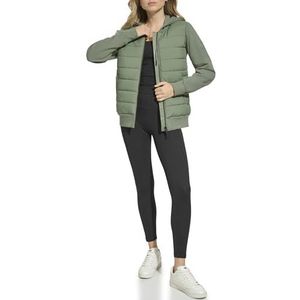 DKNY Hybride buitenkleding voor dames, lichtgewicht katoenen jas, groen (duck green), M