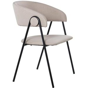 DRW Set van 2 stoelen van polyester en metaal in zwart en beige, 57 x 55 x 82 cm