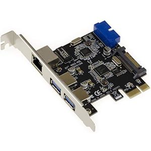 KALEA-INFORMATIQUE PCIe naar GIGABIT ethernet en USB 3.0 LAN-controllerkaart, 2 externe poorten en 2 interne poorten op 19-pins USB3-connector