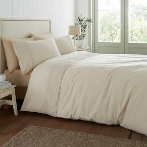 Catherine Lansfield Broderie Anglaise Super King Dekbedovertrek Set met Kussenslopen Crème