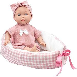 Rosa Toys Baby pop 33 cm Newborn met wijnmechanisme met babyzitje