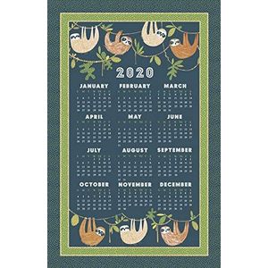 Ulster wevers hangen rond katoen 2020 kalender theedoek gemaakt in Ierland, Multi, 48X74CM