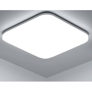 LED plafondlamp plat 18W, 5000K 1600LM IP54 waterdichte plafondlamp, 22cm x 22cm paneel badkamerlamp plafond voor woonkamer/slaapkamer/keuken/badkamer/gang/kelder, koel wit
