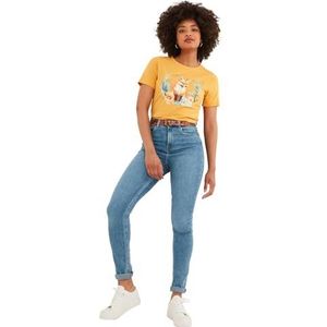 Joe Browns Damesmode herfst vos ronde hals korte mouw grafisch T-shirt regular fit, geel, EU 34, Oker, 32