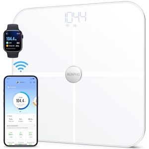 RENPHO WiFi Slimme Weegschaal met Lichaamsvetweegschaal, Bluetooth Badkamerweegschaal, meting van Lichaamsvet, Spiermassa, BMI, Waterpercentage en 13 Lichaamswaarden