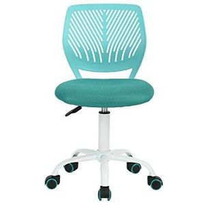 FurnitureR Moderne armloze bureaustoel voor kinder-onderwijsruimtes, verstelbare en draaibare bureaustoel om thuis te schrijven, turquoise