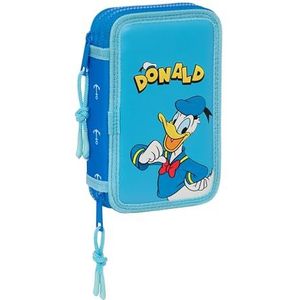 Safta Donald Infantil Pennenetui voor kinderen, met 28 accessoires, ideaal voor kinderen van 5 tot 14 jaar, comfortabel en veelzijdig, kwaliteit en duurzaamheid, 12,5 x 4 x 19,5 cm, blauw, Blauw,