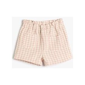 Koton Baybgirls Pocket Elastische Taille Button Detail Shorts, Pink Check (2c7), 12-18 Maanden