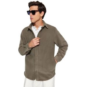 Trendyol Man Basic geweven shirt, kaki, L, Kaki, L