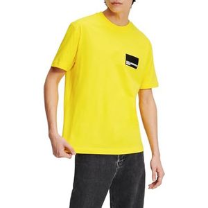 Karl Lagerfeld Jeans, Heren, Regular Korte Mouwen Box Logo Tee, Regular Fit, Geel, S