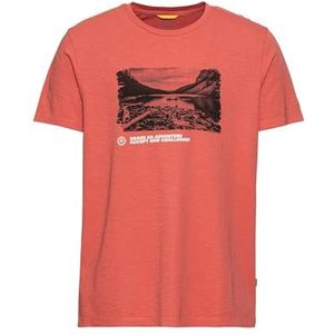 camel active Heren T-shirt met print van duurzaam biologisch katoen, rood, 4XL