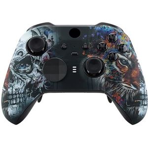 eXtremeRate Voorste Schaal Cover voor Xbox One Elite Series 2 (Model 1797),Shell Case &Accent Rings Vervanging voor Xbox Elite Series 2 Wireless Core Controller-Tijger Schedel