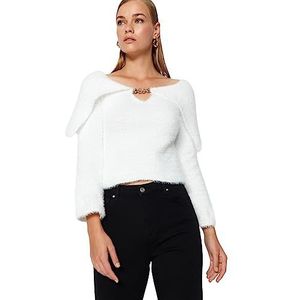 Trendyol Regular sweater voor dames, rechte lange mouwen, ecru, L