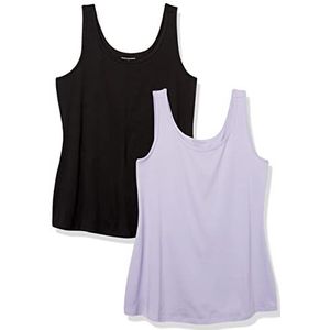 Amazon Essentials Tanktop voor dames, verkrijgbaar in grote maten, 2 stuks, zwart/lavendel, 6XL Plus