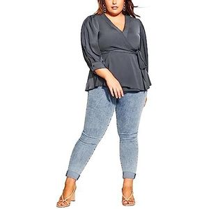 CITY CHIC Dames Plus Size Top Zwoele Blouse, Leisteen, 46 grote maten