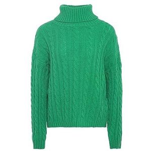 myMo Dames gestructureerde gebreide trui met rolkraag acryl groen maat XL/XXL, groen, XL