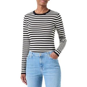 ICHI Ihdiane Ls Pullover voor dames, 203327/zwart/amandelmelk stripe, L