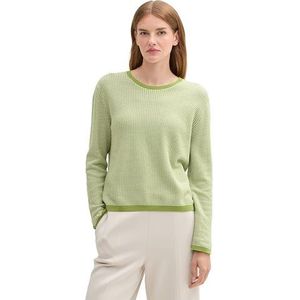 TOM TAILOR Damestrui, 36996 - Groen Wit Bubble Knit Design, XXL