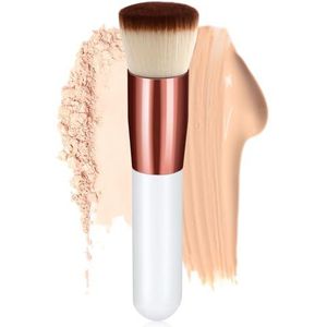 GlasFlength Make-upkwast, make-upkwast, groot, pluizig, foundationkwast, kabuki, professioneel, zacht en dicht, voor het mengen van contouren, crème, concealer, wit