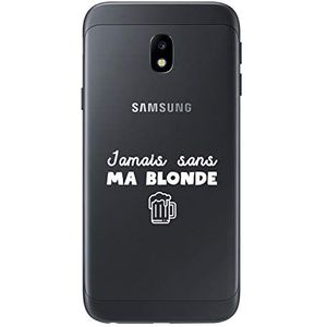 Zokko Beschermhoes voor Samsung J3 2017 Jamais zonder Meine Blonde – zacht transparant inkt wit