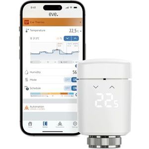 Eve Thermo (Matter): Slimme radiatorthermostaat, automatische temperatuurregeling, energiebesparend, Apple Home, Amazon Alexa, Samsung SmartThings, Google Home, vereist Thread Border Router