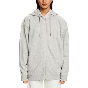 ESPRIT Gerecycled: oversized hoodie met ritssluiting, lichtgrijs, XL